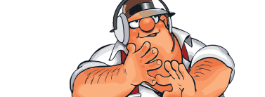 Electrician character listening to music