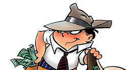 Cartoon character with a hat and cash
