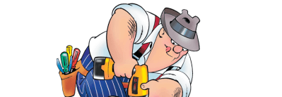 Cartoon working with a drill